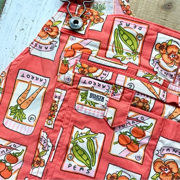 NWT Duluth 3X x31L Heirloom Gardening Bib Overalls Coral Seed Packets Garden - Picture 6 of 9